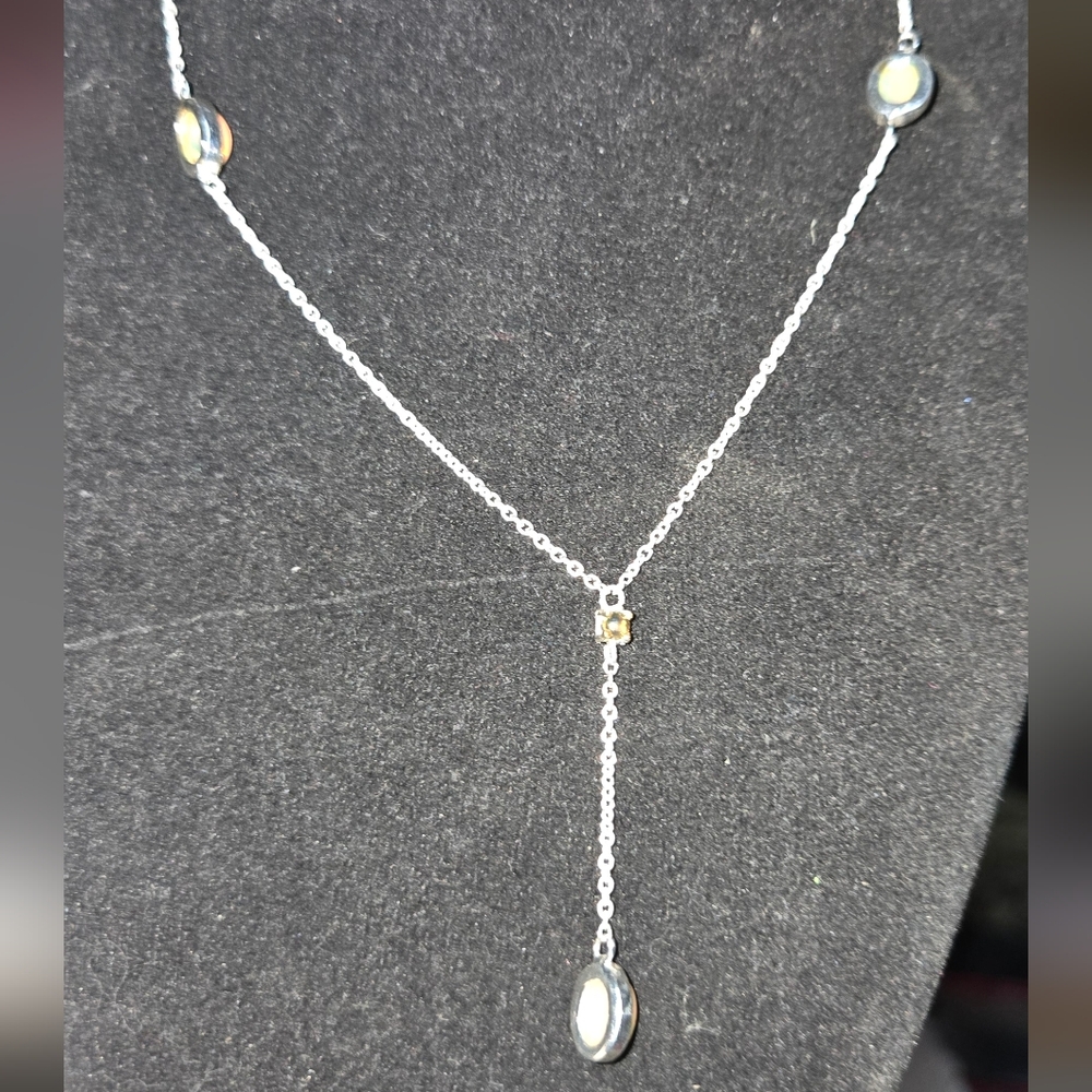 Opal 4k each & black opal .5k sterling & gold 16" necklace - Picture 6 of 7